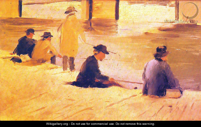 Men fishing in the wharf - Georges Seurat
