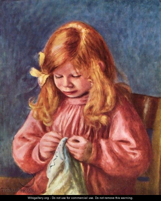 Jean Renoir sewing - Pierre Auguste Renoir