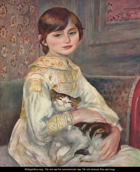 Portrait of Mademoiselle Julie Manet with a cat - Pierre Auguste Renoir