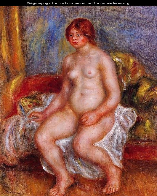 Nude Woman on Green Cushions - Pierre Auguste Renoir
