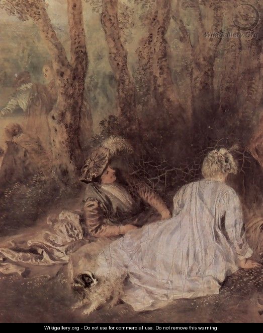 Fêtes galantes (detail 3) - Jean-Antoine Watteau
