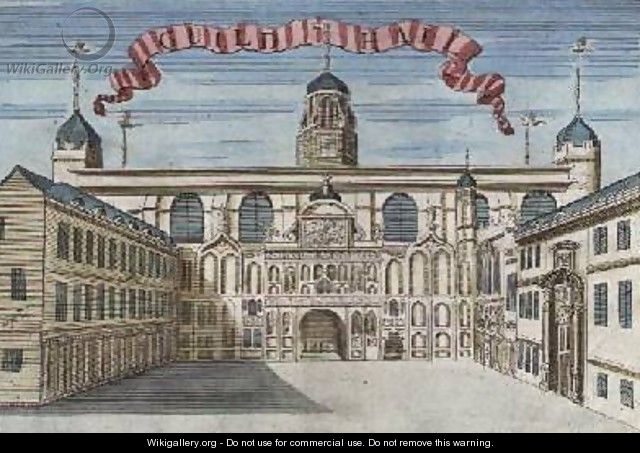 Guildhall from A Book of the Prospects of the Remarkable Places in and about the City of London - Robert Morden