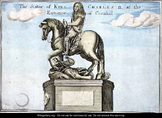 Statue of King Charles II 1630-85 at the Entrance of Cornhill - Robert Morden