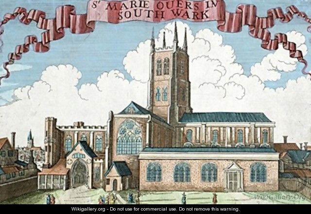 St Marie Overie in Southwark from A Book of the Prospects of the Remarkable Places in and about the City of London - Robert Morden