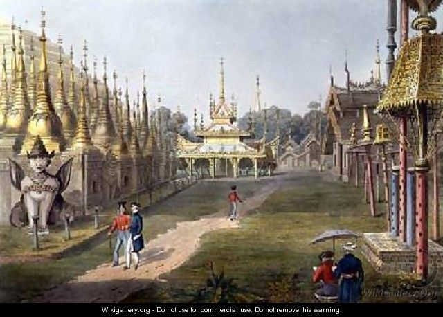 Scene upon the Terrace of the Great Dagon Pagoda at Rangoon Looking Towards the North - (after) Moore, Joseph