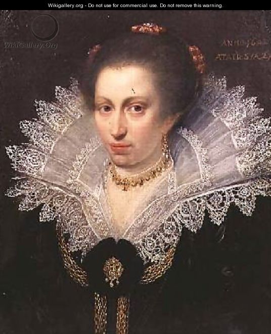 Portrait of a Lady Wearing a High Lace Collar 1602 - (studio of) Moreelse, Paulus