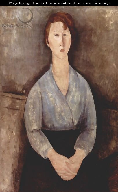 Seated Woman with a blue blouse - Amedeo Modigliani