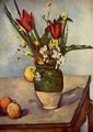 Still life, tulips and apples - Paul Cezanne