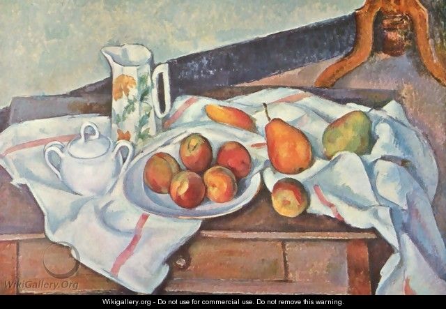 Still life with peaches and pears - Paul Cezanne