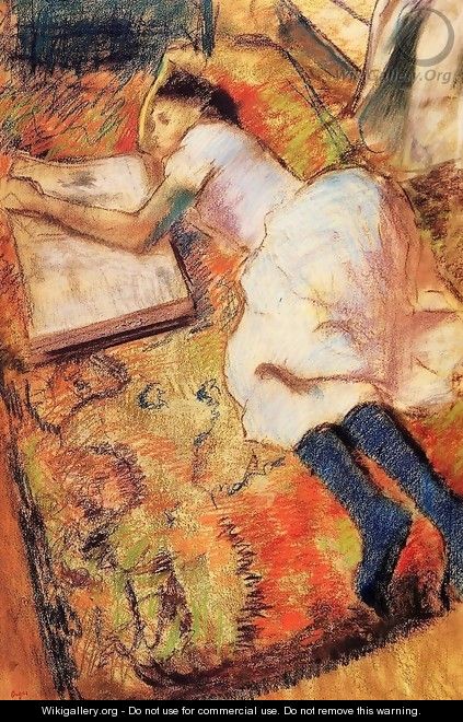 Young Girl Reading on the Floor - Edgar Degas