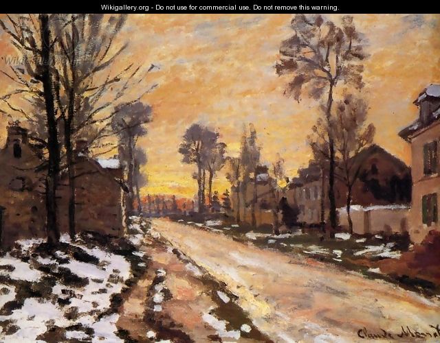 Road at Louveciennes, Melting Snow, Sunset - Claude Oscar Monet