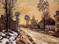Road at Louveciennes, Melting Snow, Sunset - Claude Oscar Monet