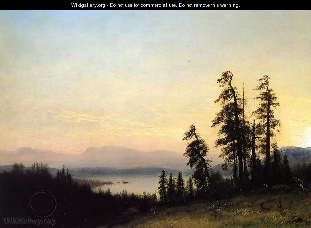 Landscape with Deer, View of Estes Park, Colorado - Albert Bierstadt
