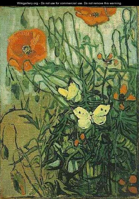 Coquelicots et papillons 1890 - Vincent Van Gogh