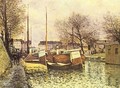 Punts on the channel Saint Martin in Paris - Alfred Sisley