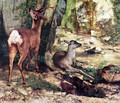 A Thicket of Deer at the Stream of Plaisir-Fountaine, Detail - Gustave Courbet