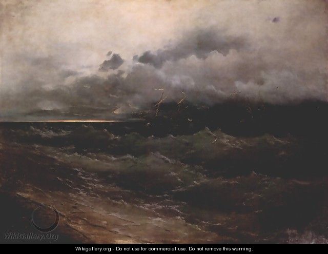 Schiffe in stürmischer See, Sonnenaufgang - Ivan Konstantinovich Aivazovsky