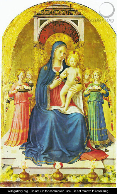 Triptych of Perugia. Virgin with child, angels and saints 2 - Angelico Fra