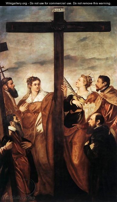 Sts Helen and Barbara Adoring the Cross - Jacopo Tintoretto (Robusti)