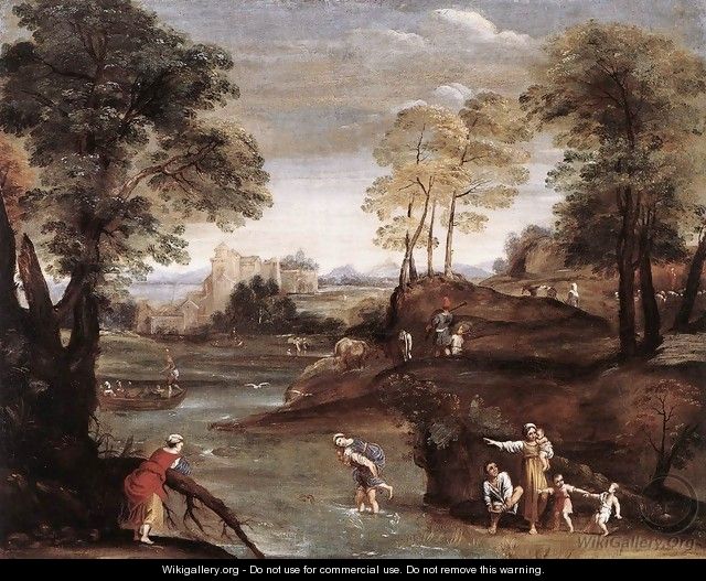 Landscape with Ford - Giotto Di Bondone