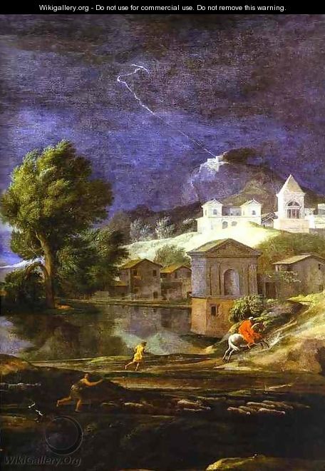 Landscape with Pyram and Thisbe. Detail. Oil on canvas. Staatliche Kunstinstitut, Frankfurt; Germany. - Nicolas Poussin
