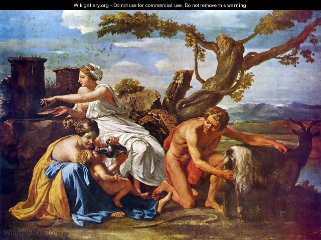 Jupiter as a child of the goat Amalthea nourished - Nicolas Poussin