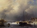 A Winter Landscape with Skaters - Charles Henri Joseph Leickert