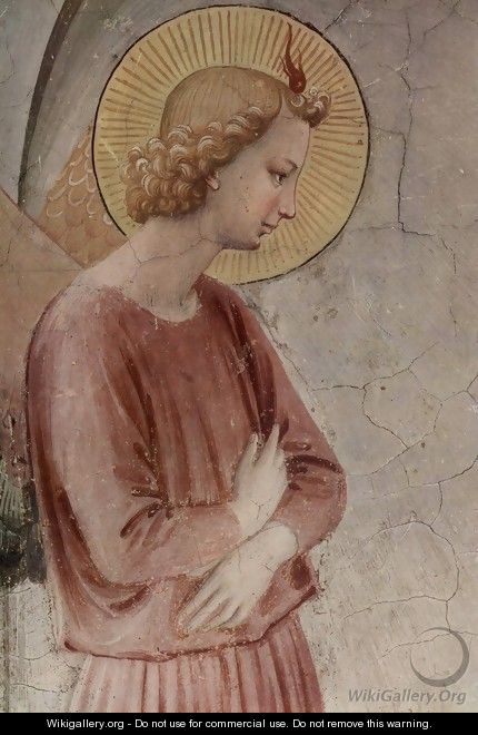 Preaching with St. Dominic; detail Annunciation angel - Angelico Fra