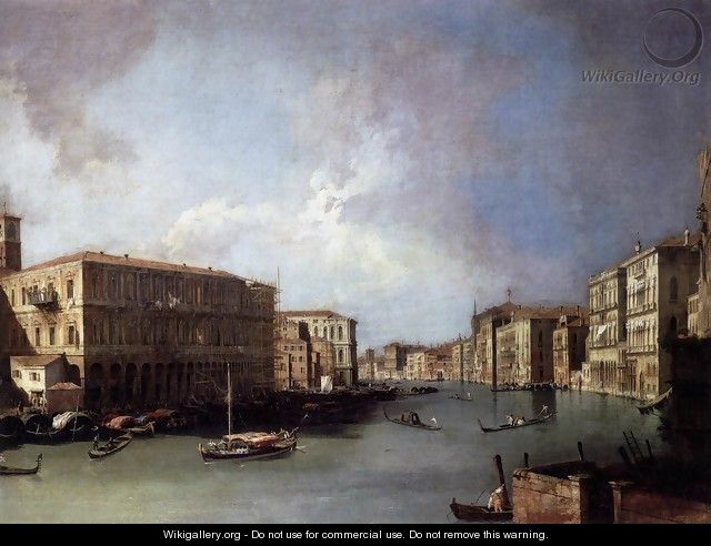 Grand Canal, Looking North from Near the Rialto Bridge - (Giovanni Antonio Canal) Canaletto
