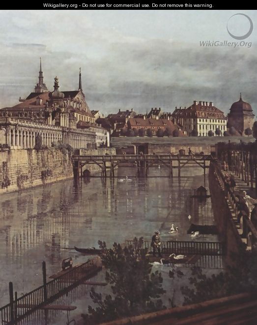 View of Dresden, the ancient moat of the kennel, the Orangerie, detail - (Giovanni Antonio Canal) Canaletto