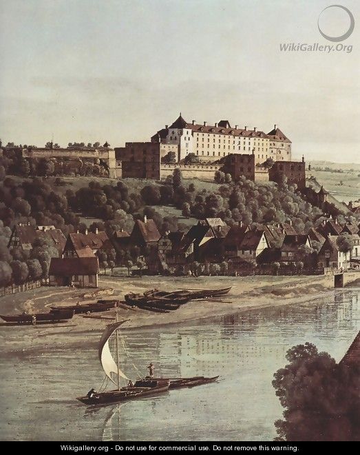 View from Pirna, Pirna vineyards at Prosta, with Fortress Sonnenstein, detail - (Giovanni Antonio Canal) Canaletto