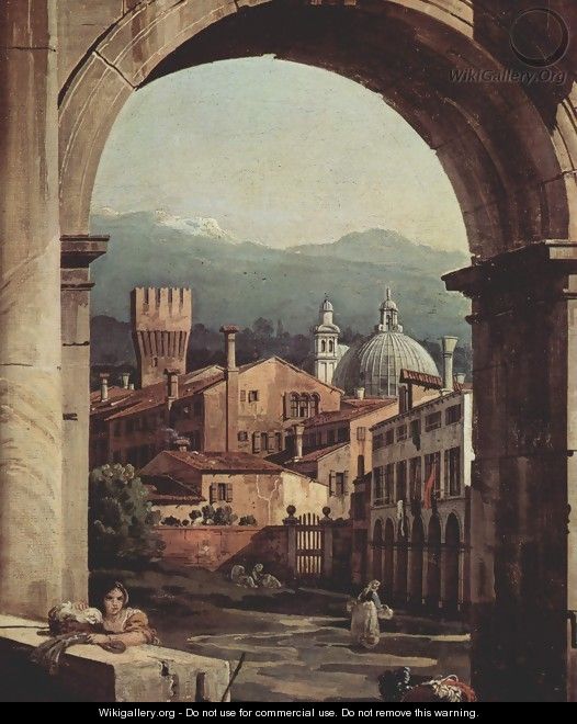 Capriccio Romano, city gate tower, detail - (Giovanni Antonio Canal) Canaletto