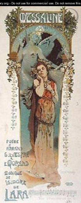 Poster advertising the performance of a poem Messaline set to music performed at the Theatre de Monte Carlo in 1898 - Vincent Lorant-Heilbronn