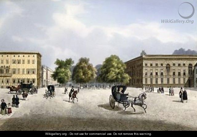 Unter den Linden from Pariser Platz Berlin 1845 - Ludwig Edward Luetke