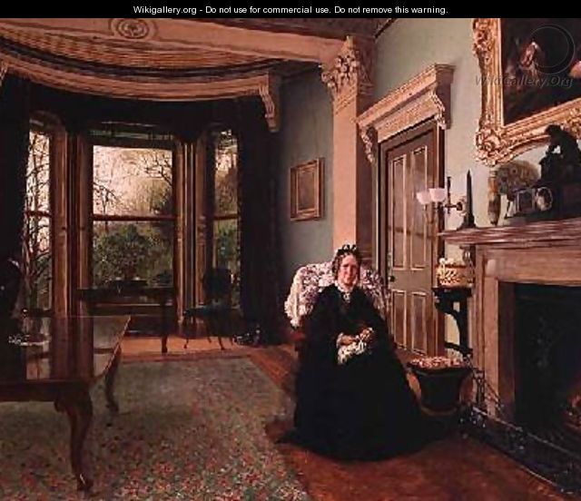 Victorian interior with seated lady - Charles Frederick Lowcock