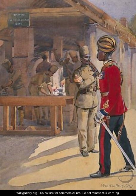 Soldiers of the 2nd Queens Own Sappers and Miners outside The Workshop Havildar Subedar - Alfred Crowdy Lovett
