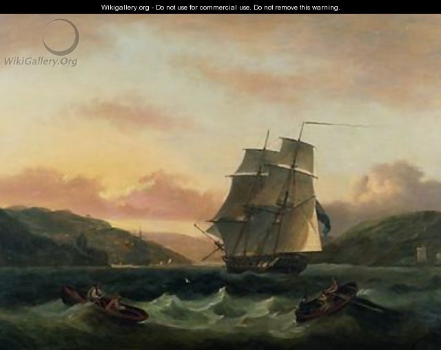 A Brigantine in Full Sail in Dartmouth Harbour - Thomas Luny