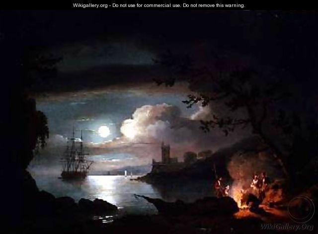 Teignmouth by moonlight - Thomas Luny