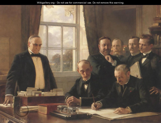 Signing Of The Peace Protocol Between Spain And The United States August 12 1898 - Théobald Chartran