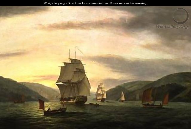 A Frigate A Lugger And Merchant Ship In Dartmouth Harbour 1808 - Thomas Luny
