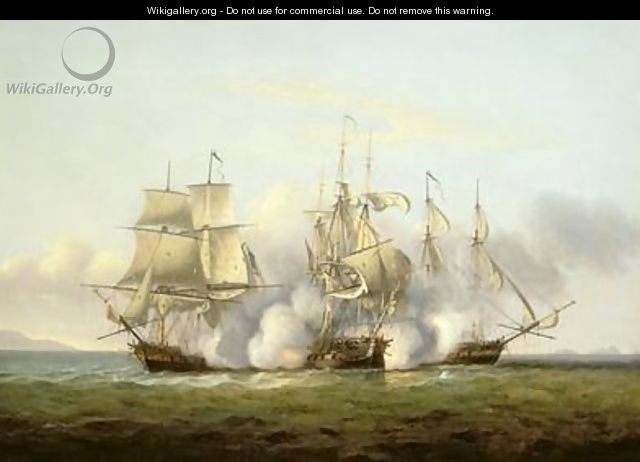 HMS Gore in Action With the French Brigs Palinure and Pilade 2 - Thomas Luny