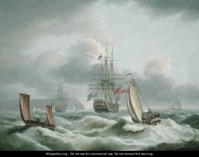 Two Deckers Lying off Berry Head - Thomas Luny
