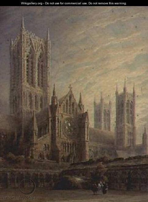 Lincoln Cathedral from the Cloisters - Frederick Mackenzie