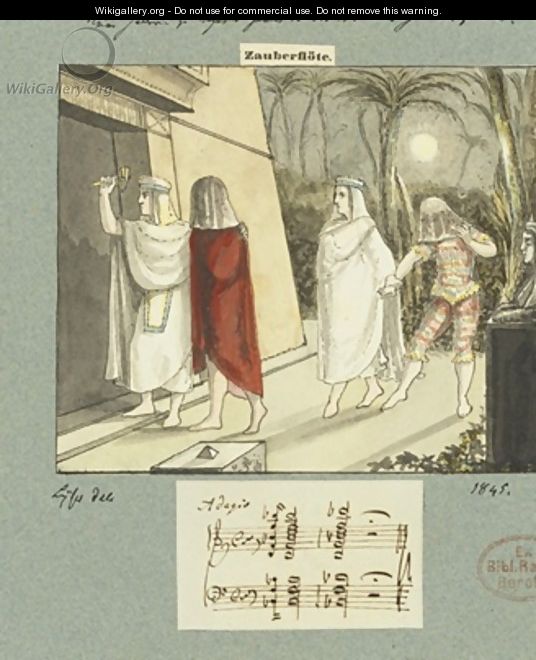 Illustration for Mozarts The Magic Flute 1845 - Johann Peter Lyser