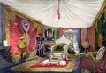 View of the tented room and ivory carved throne - Peter Mabuse