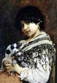 Gypsy Girl with Two Puppies - Wilhelm Johannes Maertens