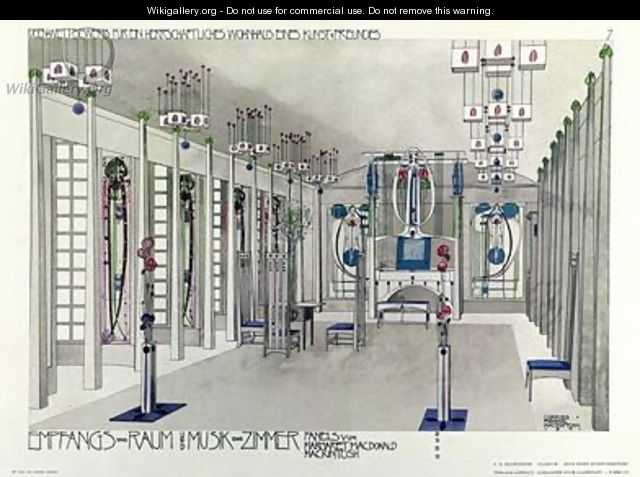 Design for a Music Room with panels by Margaret Macdonald Mackintosh - Charles Rennie Mackintosh