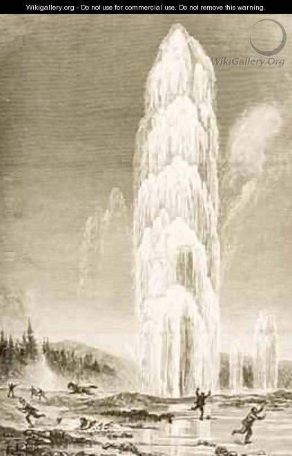 Giantess Geyser in Yellowstone National Park erupting during the 1870s 1880 - Reverend Samuel Manning