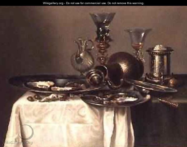 Still Life with a Plate of Oysters - Cornelis Mahu