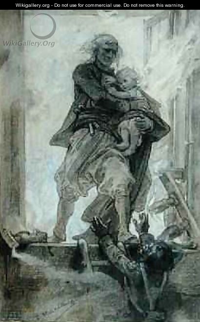 The Marquis of Lantenac saving a child - Diogene Ulyssee Napoleon Maillart
